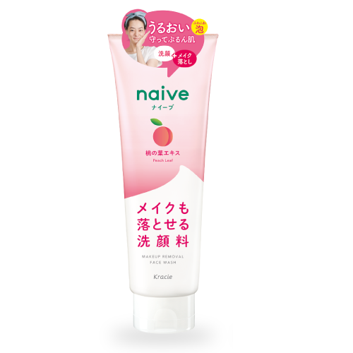 Kracie Naive Peach Leaf Make Up Removal Face Wash / ナイーブ 桃の葉エキス 洗顔料 200g - Konbiniya Japan Centre
