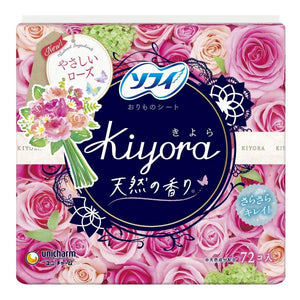 Sofy Kiyora Fragrance Panty Liners (sweet rose scent) / ソフィ キヨラ フレグランス  パンティーライナー (やさしいローズの香り) 72sheets - Konbiniya Japan Centre