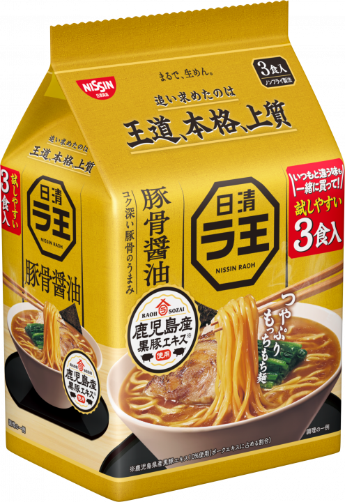 Nissin Gokuraku Raoh Shoyu Tonkotsu Noodle / 日清 極楽ラ王 豚骨醤油 3P