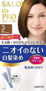 Salon de Pro Hair Colour Cream for Gray hair No.3 Bright brown / サロンデプロ ニオイのない白髪染め３番 ブライトブラウン 80g - Konbiniya Japan Centre