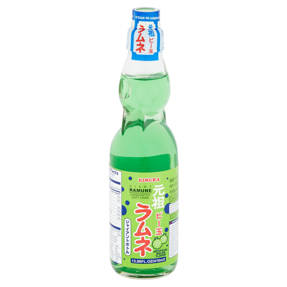 Kimura Ramune Giant Bottle Melon / ラムネ ジャイアントボトル メロン 410ml - Konbiniya Japan Centre