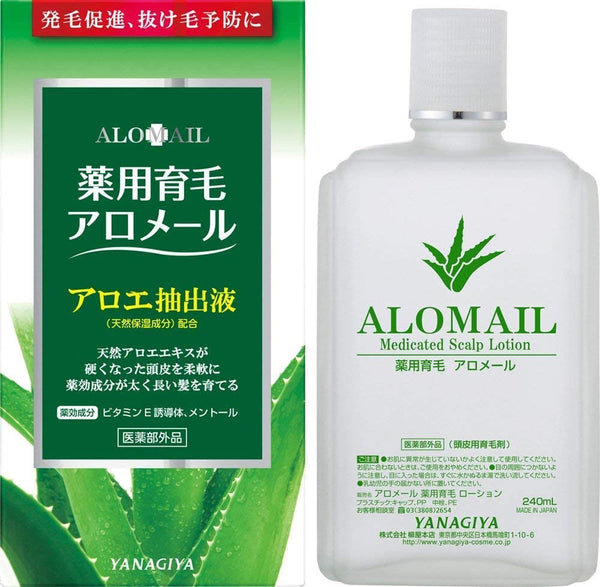 Yanagiya Alomail Medical Hair Growth Tonic with Aloe Essence / 薬用育毛 アロメール 240ml - Konbiniya Japan Centre