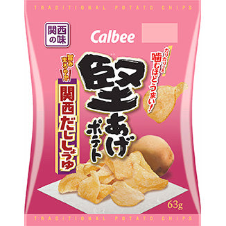Kata Age Potato Chips Kansai Dashi Soy Sause Flavour / 堅あげポテト 関西だししょうゆ味 63g - Konbiniya Japan Centre