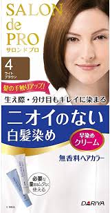Salon de Pro Hair Colour Cream for Gray hair No.4 ライトブラウン / サロンデプロ ニオイのない白髪染め 4番 ライトブラウン 80g - Konbiniya Japan Centre