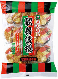 Rice Cracker Kabukiage family pack  / 歌舞伎揚げ ﾌｧﾐﾘｰパック   15pcs - Konbiniya Japan Centre