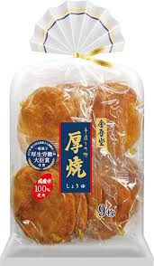 Rice Cracker Thick  Soy Sauce / 厚焼き しょうゆ  9 pcs - Konbiniya Japan Centre